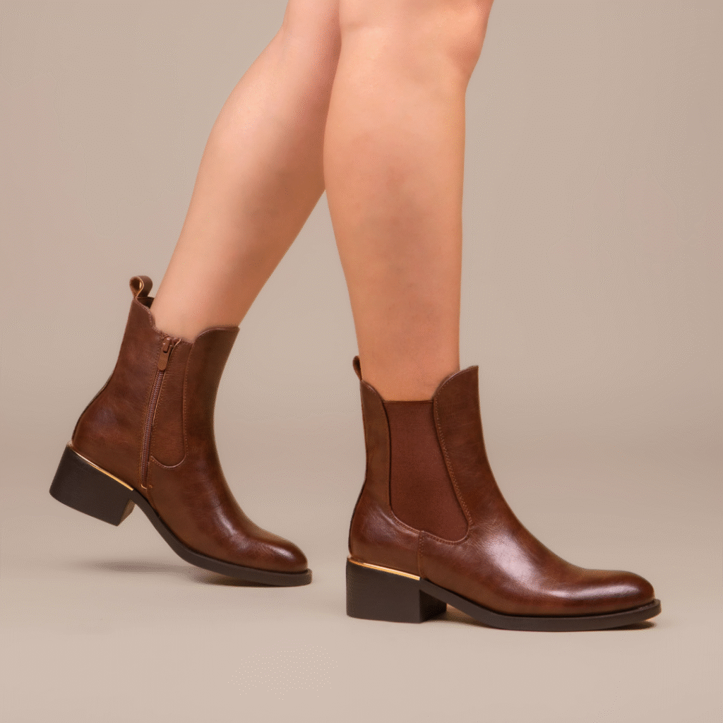 Bottine - simili cuir - Marron - SS006-002