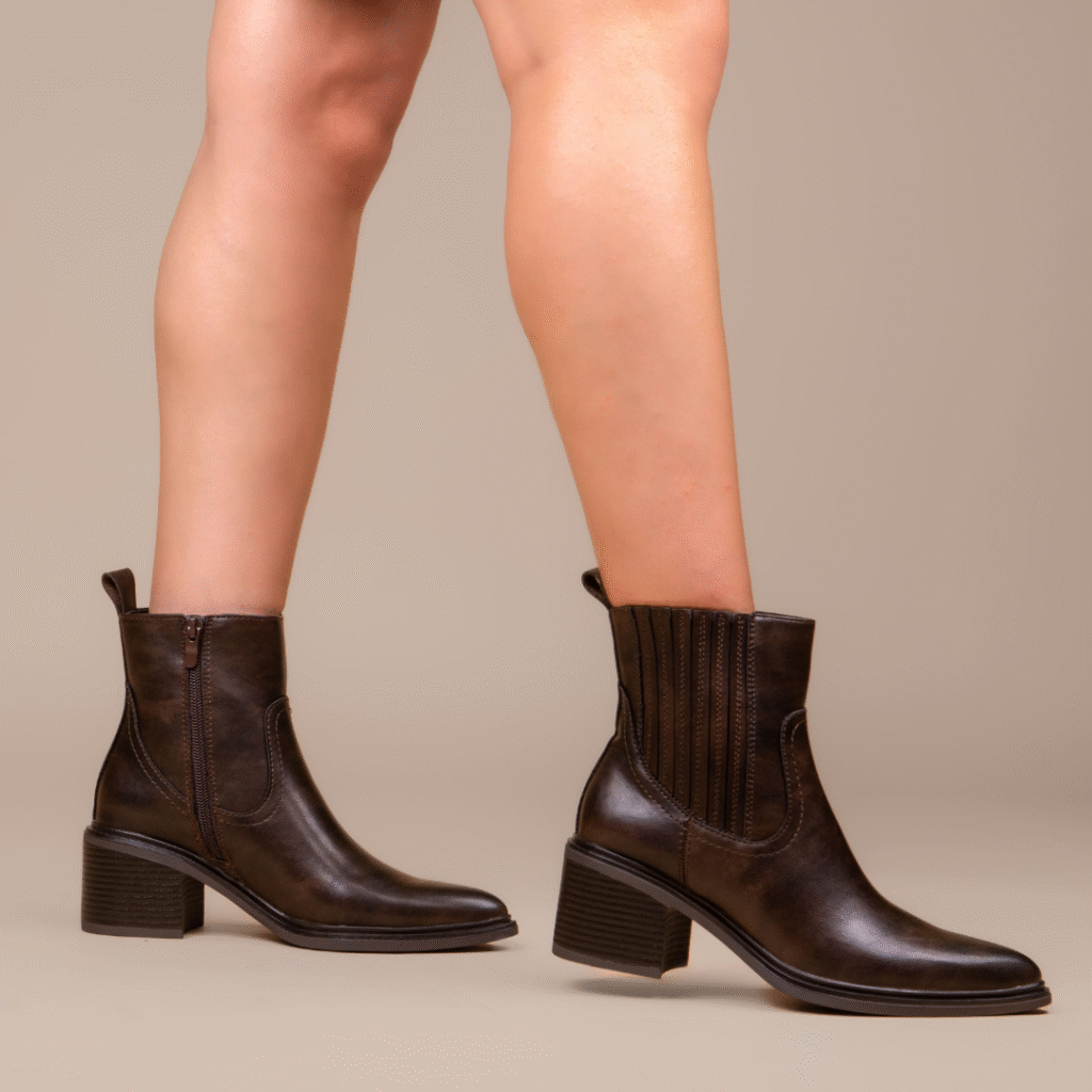 Bottine - simili cuir - Marron Fonce - SS008-002