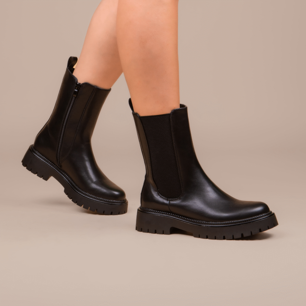Bottes - simili cuir - Noir- Tc001-001