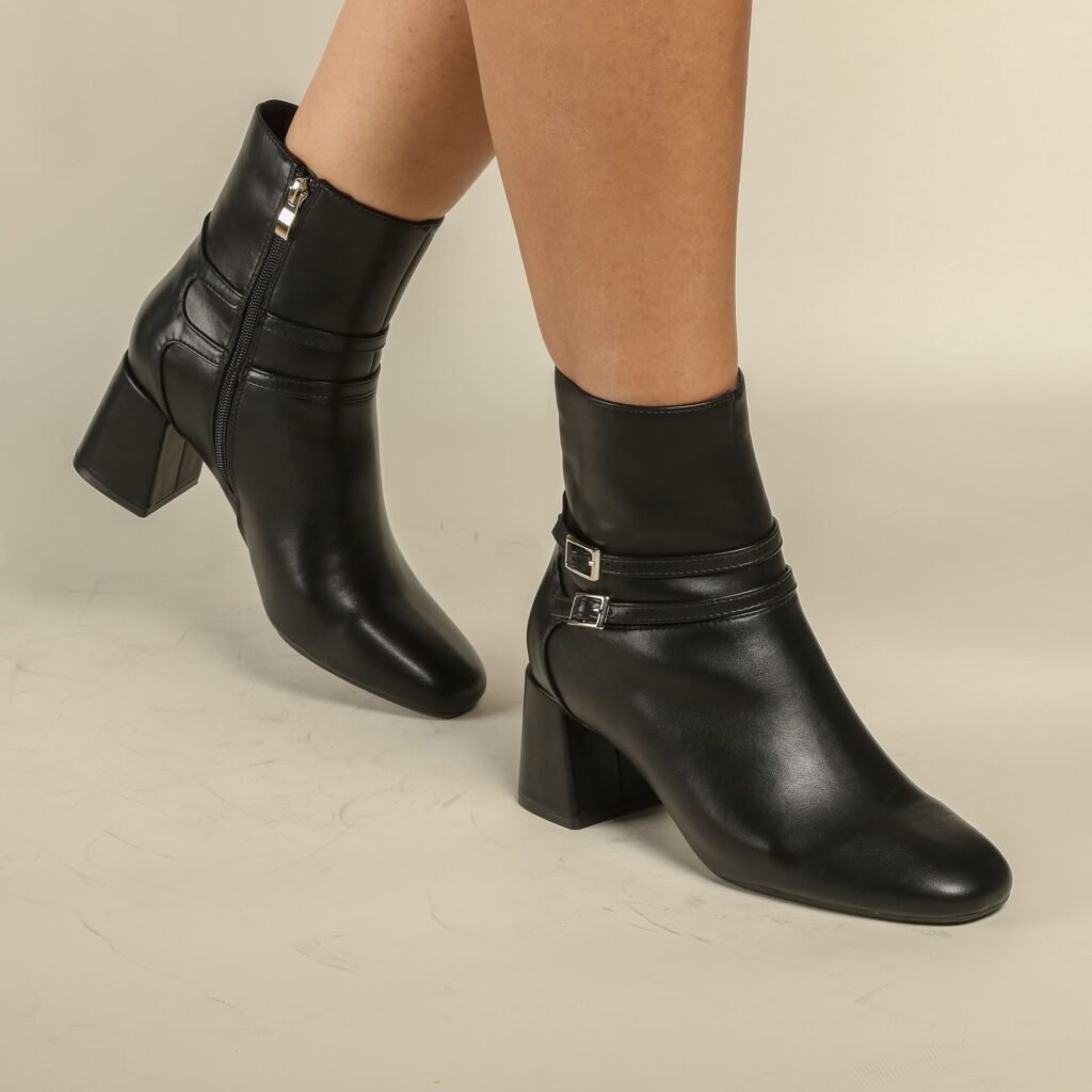 Bottine a Talon - Simili cuir - Noir - Bc014-001