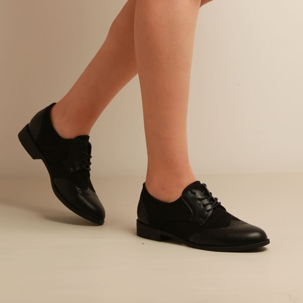 Derbies-Daim/Simili cuir-Noir-cm002-001