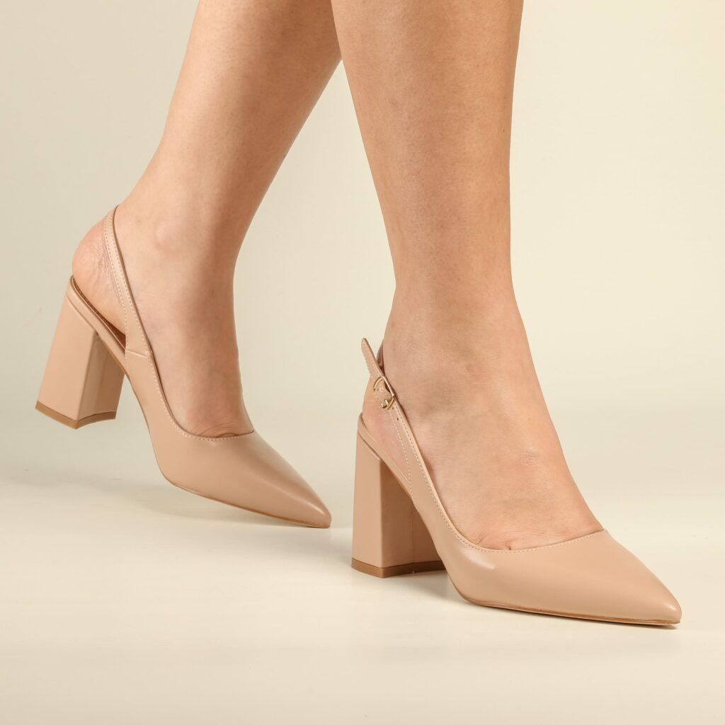 Escarpins - simili cuir - Nude - Bc025-002