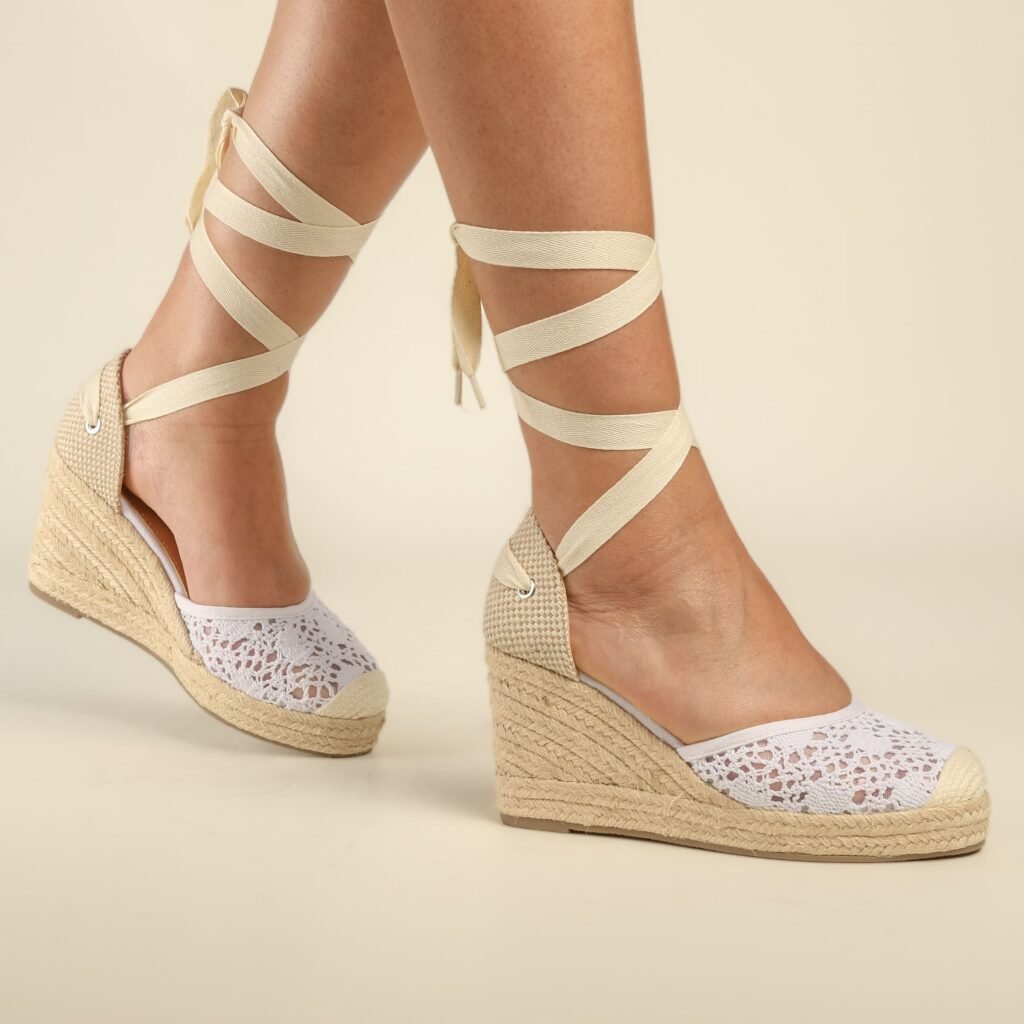 Espadrilles a Corde - Talon Compense - Blanc - JS3302