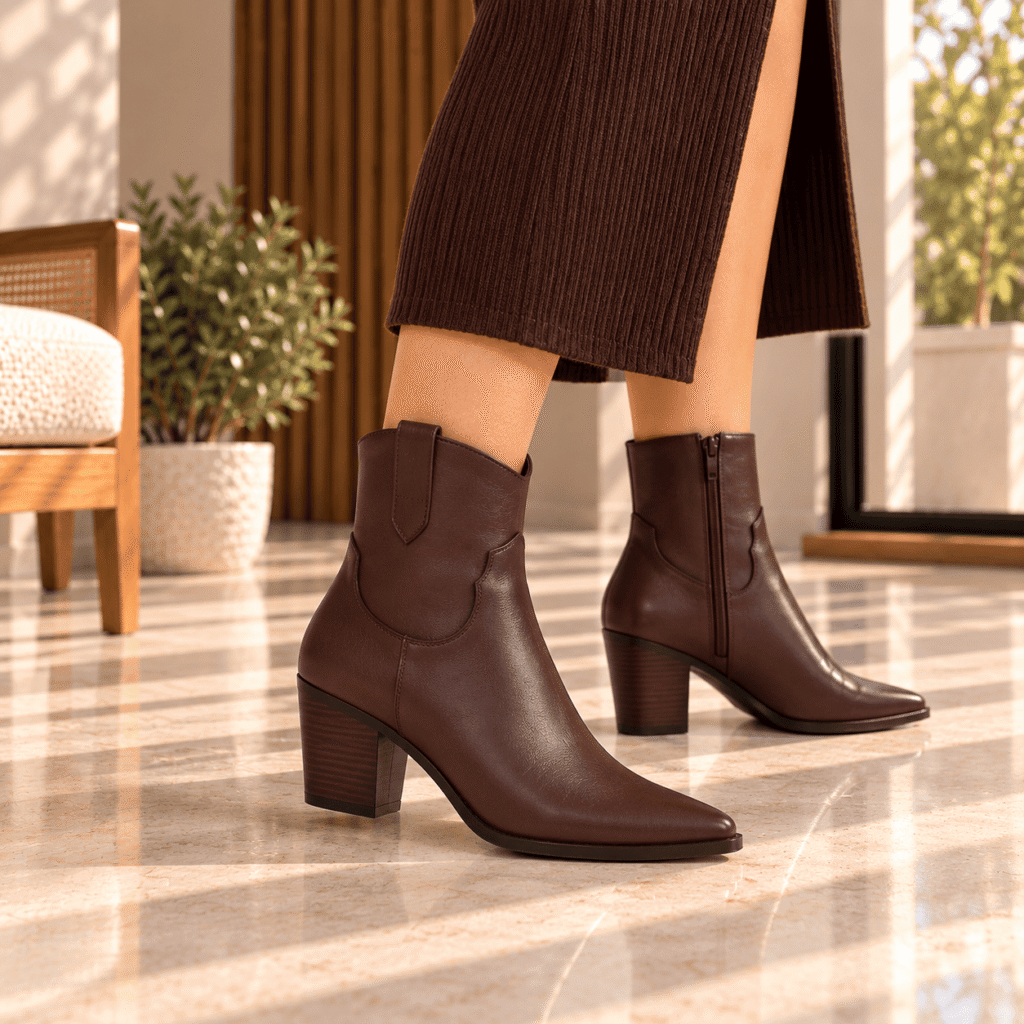 Bottines Santiag - Simili cuir - Marron Fonce - 23261-2
